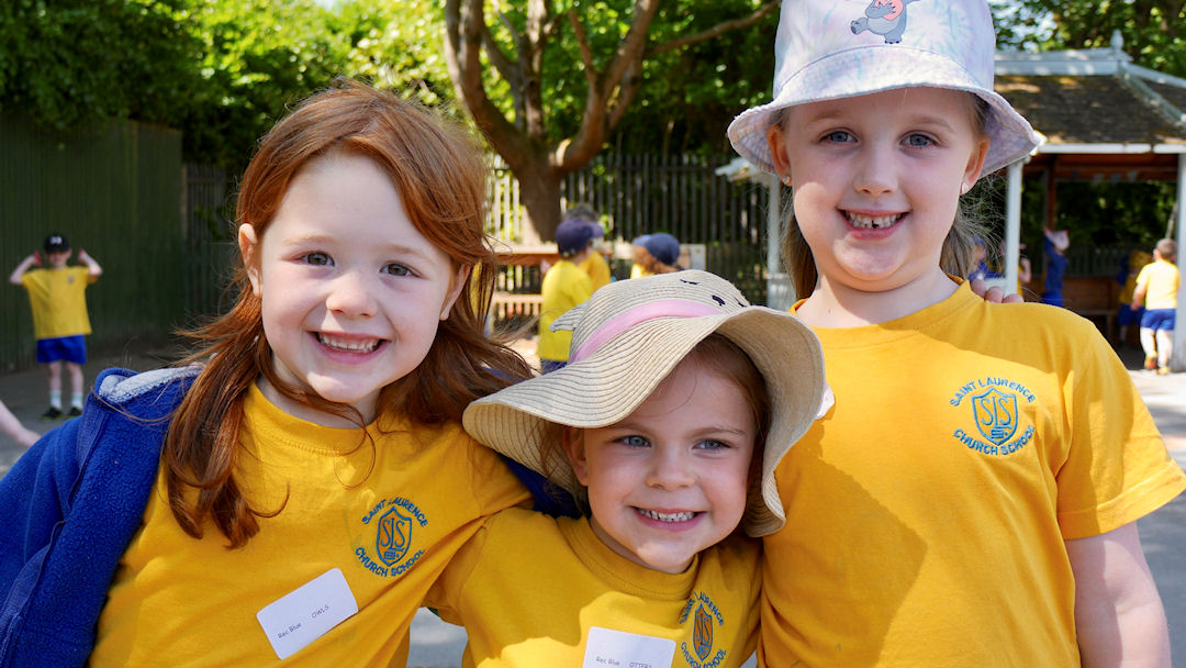 Three children in the playground