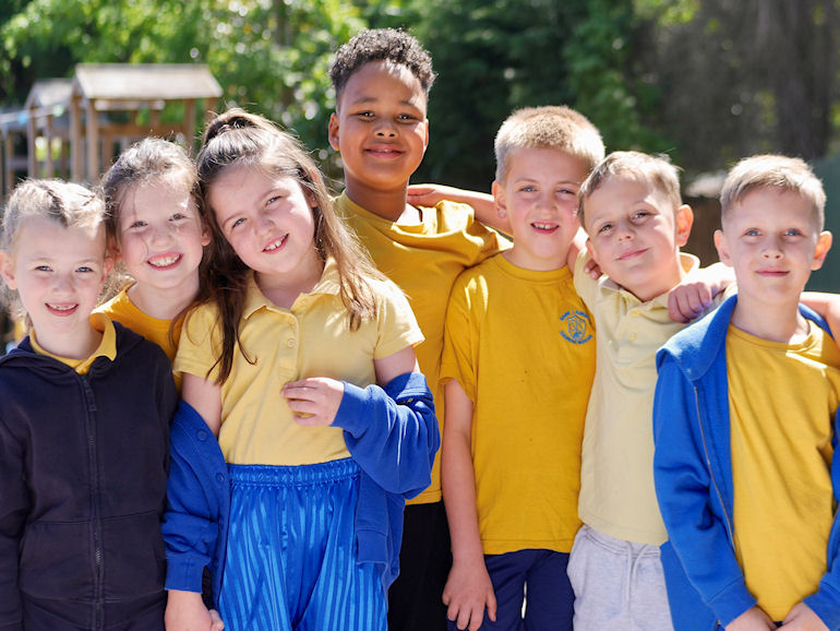 School children in the playground